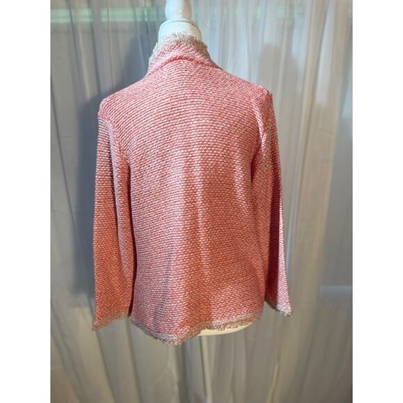 Open Front Sweater Size Large Peach‎ and Cream - Picture 3 of 4